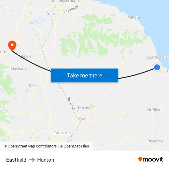 Eastfield to Hunton map