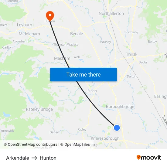 Arkendale to Hunton map
