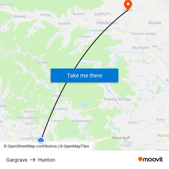 Gargrave to Hunton map