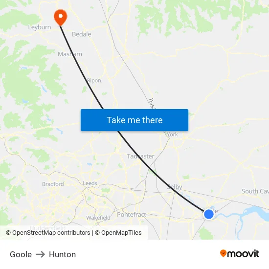 Goole to Hunton map
