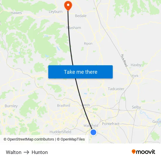 Walton to Hunton map