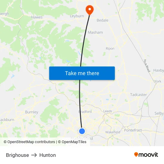 Brighouse to Hunton map