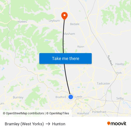 Bramley (West Yorks) to Hunton map