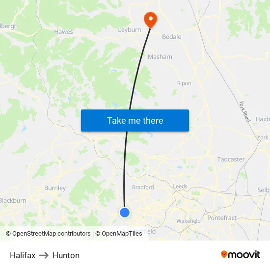 Halifax to Hunton map