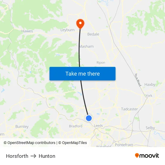 Horsforth to Hunton map