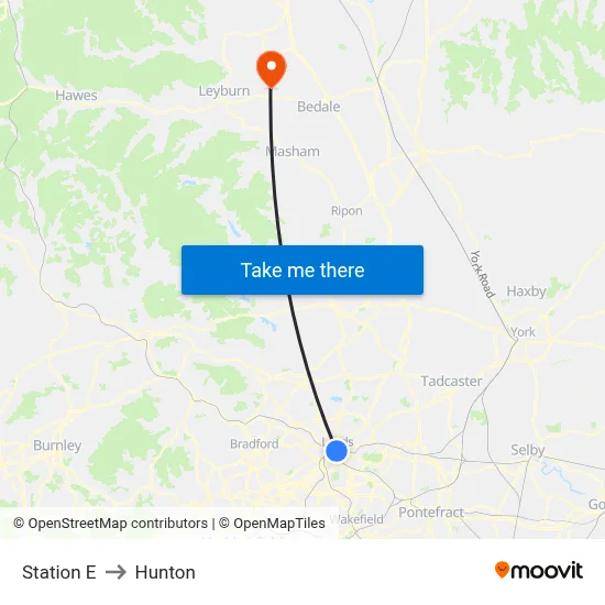 Station E to Hunton map