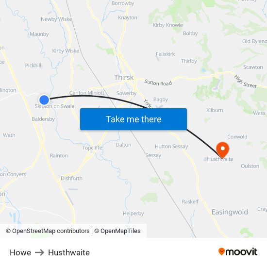 Howe to Husthwaite map