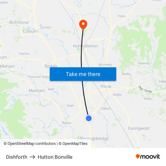 Dishforth to Hutton Bonville map