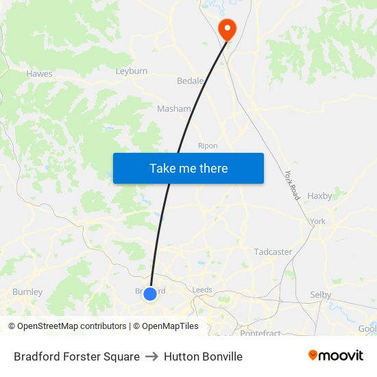 Bradford Forster Square to Hutton Bonville map