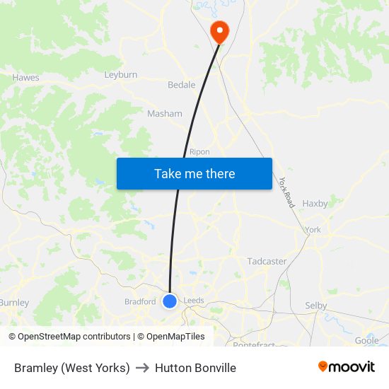 Bramley (West Yorks) to Hutton Bonville map