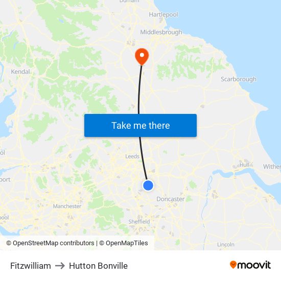 Fitzwilliam to Hutton Bonville map