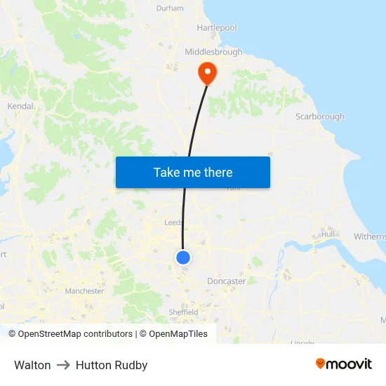 Walton to Hutton Rudby map