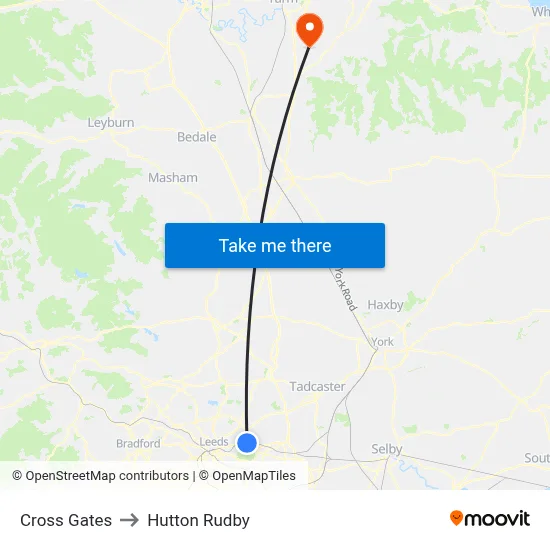 Cross Gates to Hutton Rudby map