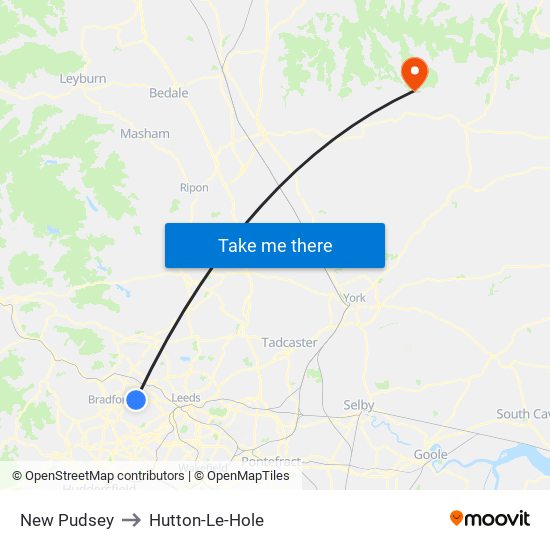 New Pudsey to Hutton-Le-Hole map