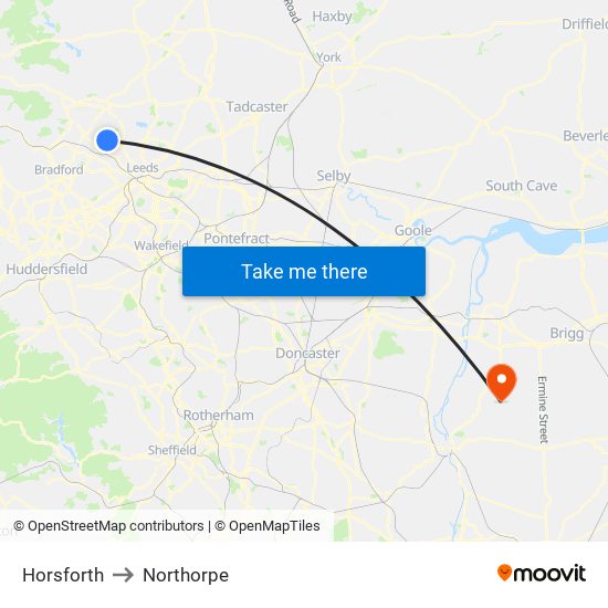 Horsforth to Northorpe map