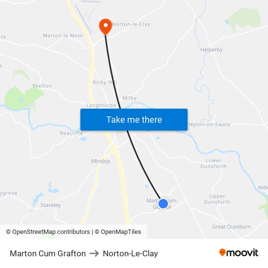 Marton Cum Grafton to Norton-Le-Clay map