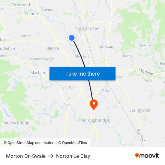 Morton-On-Swale to Norton-Le-Clay map