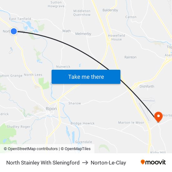 North Stainley With Sleningford to Norton-Le-Clay map