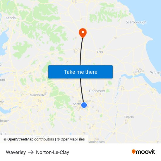 Waverley to Norton-Le-Clay map