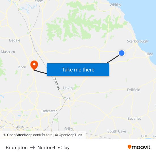 Brompton to Norton-Le-Clay map