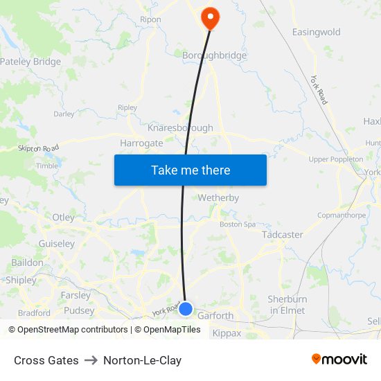 Cross Gates to Norton-Le-Clay map