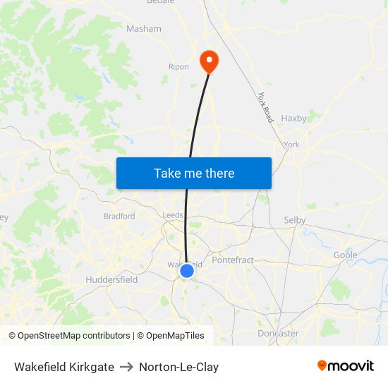 Wakefield Kirkgate to Norton-Le-Clay map