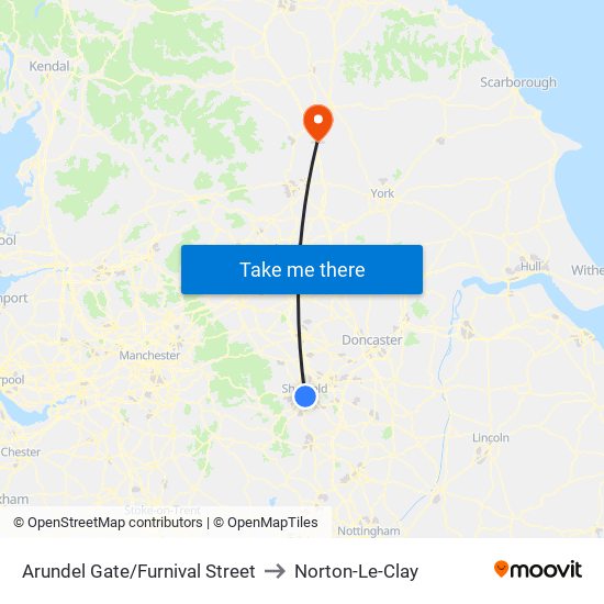 Arundel Gate/Furnival Street to Norton-Le-Clay map