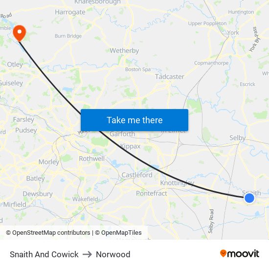 Snaith And Cowick to Norwood map