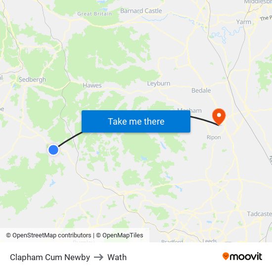 Clapham Cum Newby to Wath map