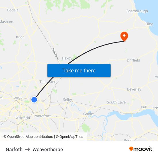Garfoth to Weaverthorpe map