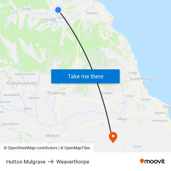 Hutton Mulgrave to Weaverthorpe map