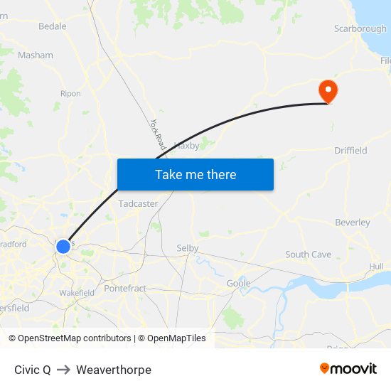 Civic Q to Weaverthorpe map