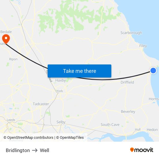 Bridlington to Well map