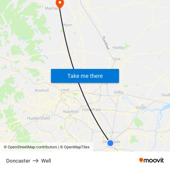 Doncaster to Well map
