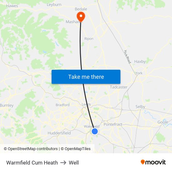 Warmfield Cum Heath to Well map