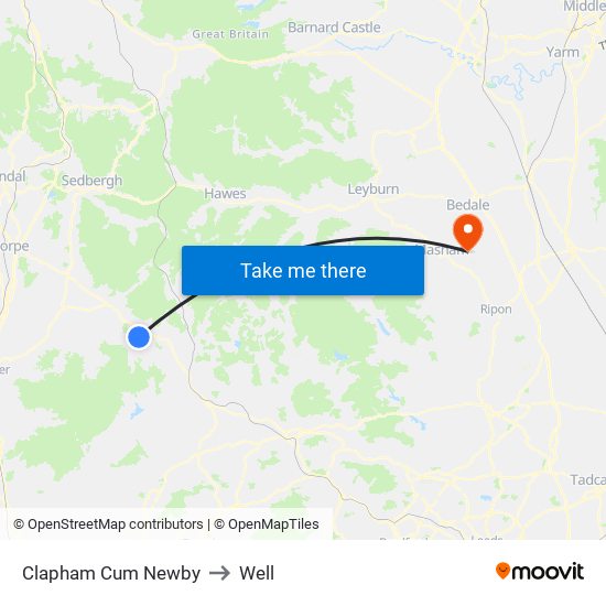 Clapham Cum Newby to Well map