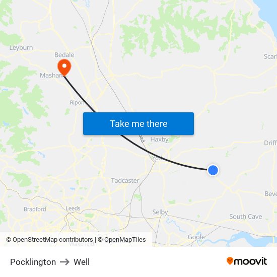 Pocklington to Well map