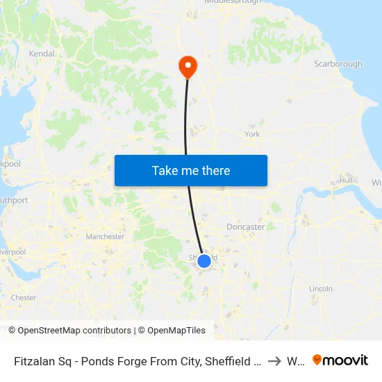 Fitzalan Sq - Ponds Forge From City, Sheffield Centre to Well map
