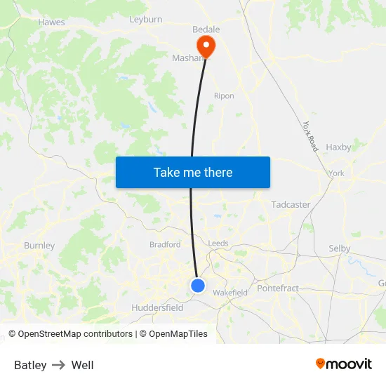 Batley to Well map