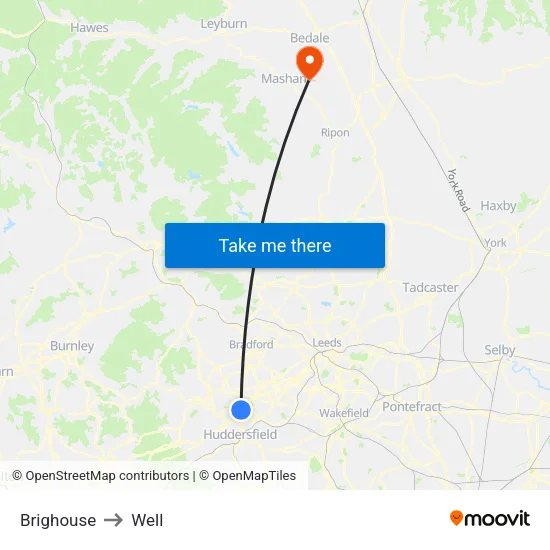 Brighouse to Well map