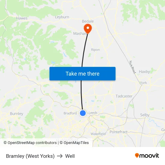 Bramley (West Yorks) to Well map