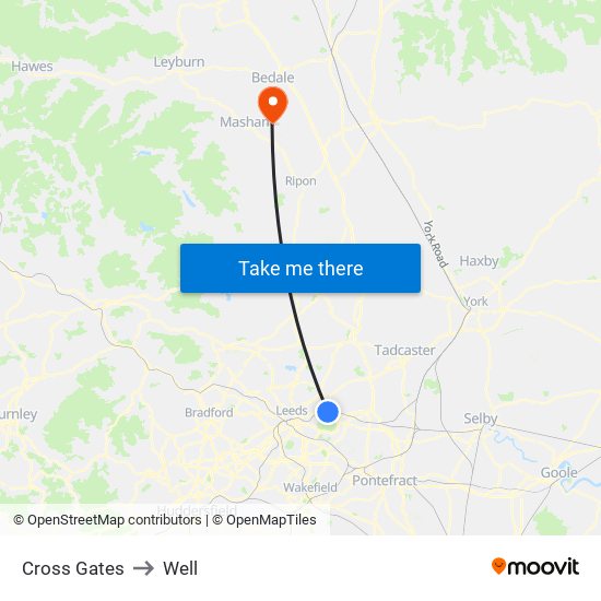 Cross Gates to Well map