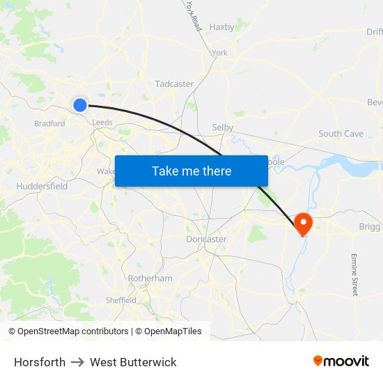 Horsforth to West Butterwick map