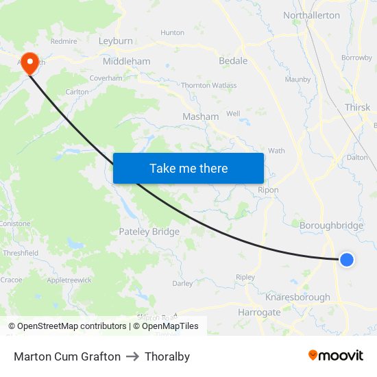 Marton Cum Grafton to Thoralby map