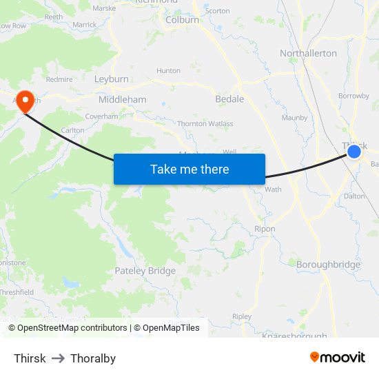 Thirsk to Thoralby map