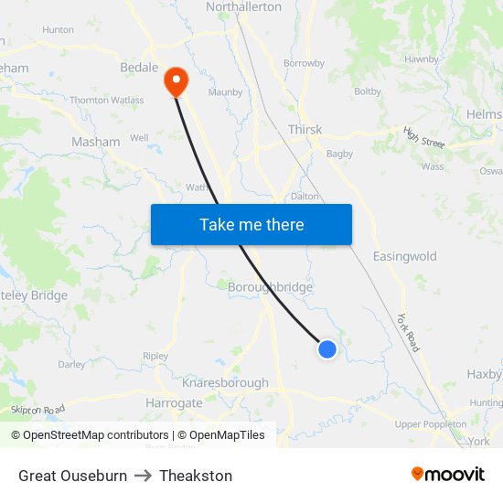 Great Ouseburn to Theakston map