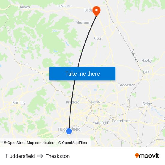 Huddersfield to Theakston map