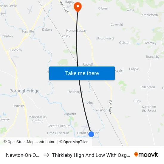 Newton-On-Ouse to Thirkleby High And Low With Osgodby map
