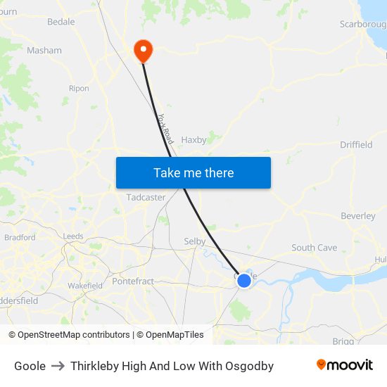 Goole to Thirkleby High And Low With Osgodby map