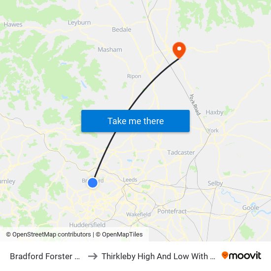 Bradford Forster Square to Thirkleby High And Low With Osgodby map